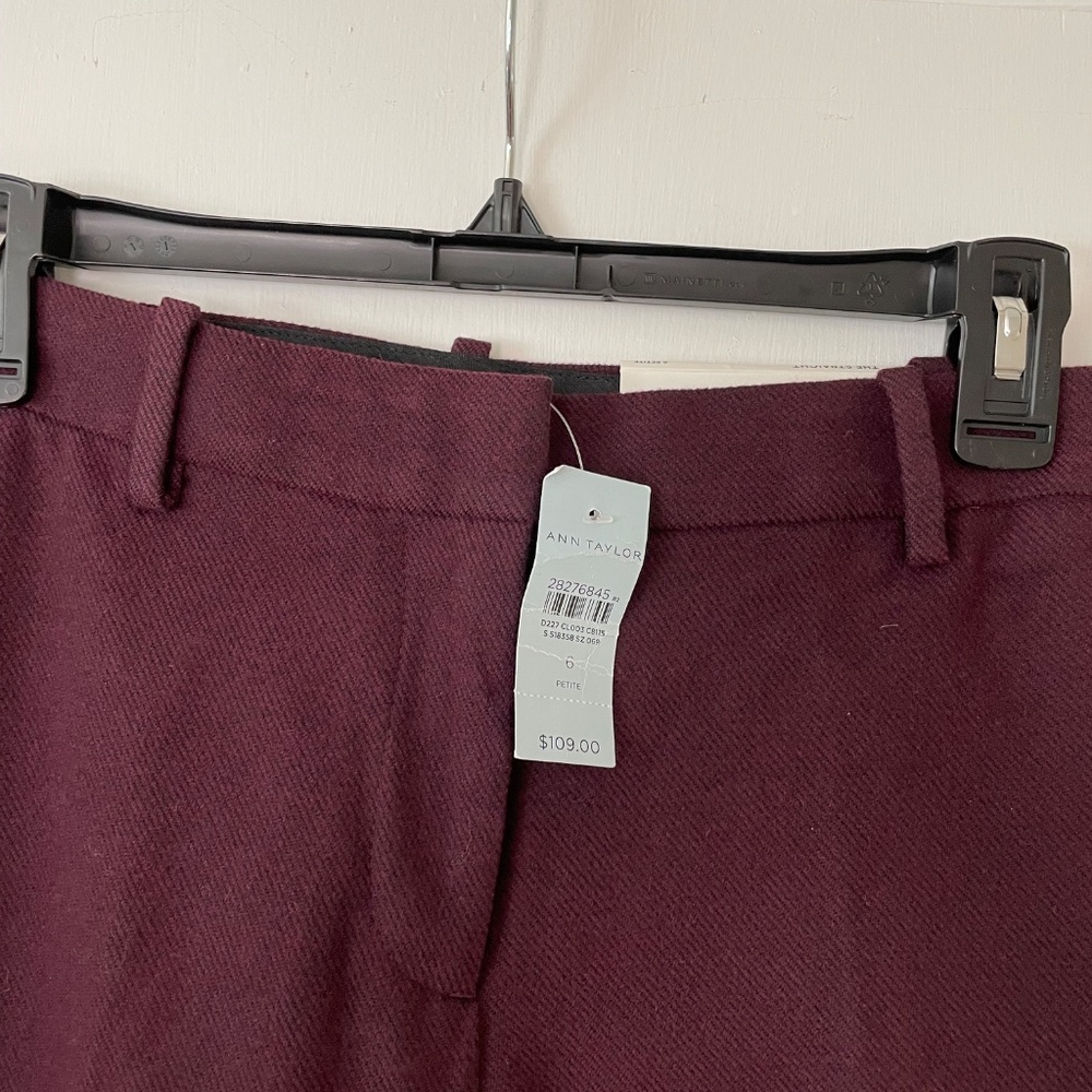 NWT Ann Taylor Straight Pants Purple Tweed textured 6 Petite 6P